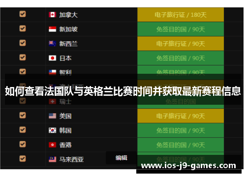 如何查看法国队与英格兰比赛时间并获取最新赛程信息