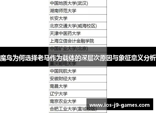 魔鸟为何选择老马作为载体的深层次原因与象征意义分析 魔鸟为何选择老马作为载体的深层次原因与象征意义分析